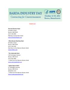 Barda Industry Day Contracting for Countermeasures October 17-19, 2011