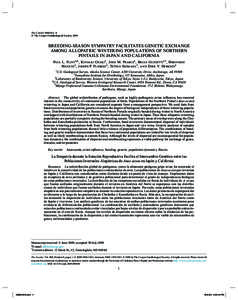 The Condor 000(0):1–8  The Cooper Ornithological Society 2009 Breeding-Season Sympatry Facilitates Genetic Exchange Among Allopatric Wintering Populations of Northern Pintails in Japan and California