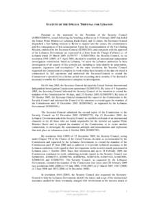 Historic Archives - Procedural History - Agreement between the UN and the Lebanese Republic on the establishment of a Special Tribunal for Lebanon - English