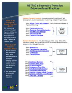 NSTTAC’s Secondary Transition Information Technology Solutions