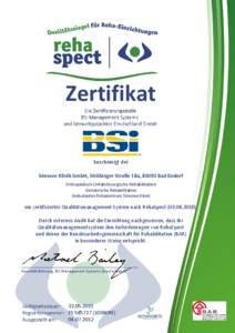 Microsoft Word[removed]Gesundheitswelt Chiemgau - Simssee Klinik RehaSpect Zertifikat 2012
