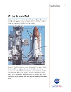 The Space Shuttle On the Launch Pad On the Launch Pad Sitting on the launch pad, the Space Shuttle, or Shuttle Transportation System (STS), is composed of three basic parts: the external tank, the solid rocket boosters, 