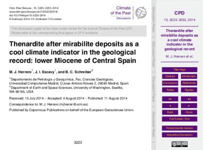 This discussion paper is/has been under review for the journal Climate of the Past (CP). Please refer to the corresponding final paper in CP if available. Discussion Paper  Clim. Past Discuss., 10, 3223–3253, 2014