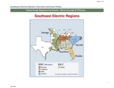 Energy / SERC Reliability Corporation / Florida Reliability Coordinating Council / Electric Reliability Council of Texas / Electricity market / Federal Energy Regulatory Commission / Midwest Independent Transmission System Operator / Electric power / Eastern Interconnection / Electrical grid
