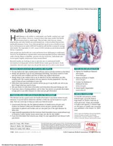 Health Literacy  HEALTH EDUCATION The Journal of the American Medical Association