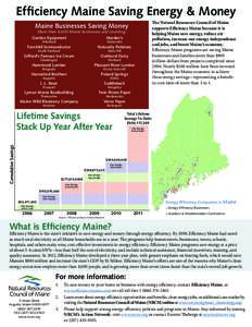 Efficiency Maine Saving Energy & Money Maine Businesses Saving Money More than 4,600 Maine businesses and counting: Cianbro Equipment