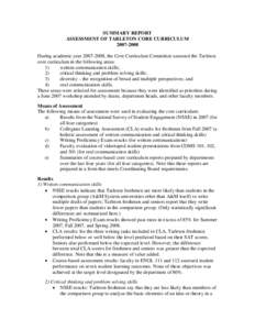 SUMMARY REPORT ASSESSMENT OF TARLETON CORE CURRICULUM[removed]During academic year[removed], the Core Curriculum Committee assessed the Tarleton core curriculum in the following areas: 1)