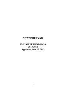 SUNDOWN ISD EMPLOYEE HANDBOOK[removed]