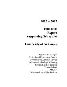 2012 – 2013 Financial Report Supporting Schedules University of Arkansas Fayetteville Campus