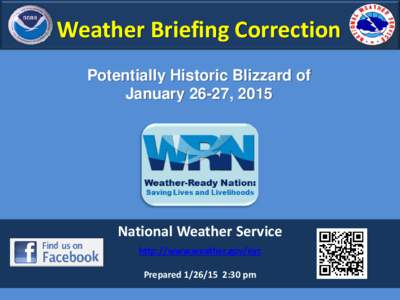 NOAA/NWS Weather Briefing - Jan[removed]Blizzard