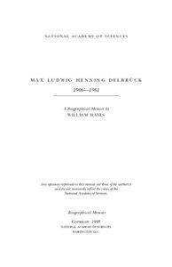 national academy of sciences  Max ludwig henning DelbrÜck