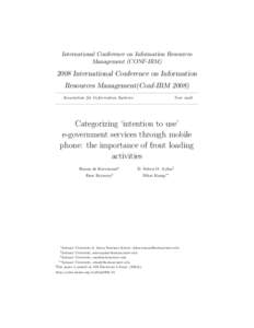 International Conference on Information Resources Management (CONF-IRM[removed]International Conference on Information Resources Management(Conf-IRM[removed]Association for Information Systems