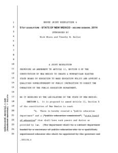 HOUSE JOINT RESOLUTION[removed]51ST LEGISLATURE - STATE OF NEW MEXICO - SECOND SESSION, 2014