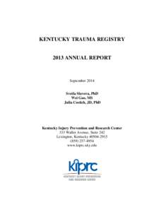 KENTUCKY TRAUMA REGISTRY[removed]ANNUAL REPORT September 2014