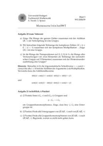 Universit¨at Stuttgart Fachbereich Mathematik E. Teufel / J. Spreer Blatt 5 WS