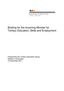 Briefing to incoming Minister for Tertiary Education, Skills and Employment