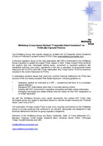 Wolfsberg Group Issues Revised 