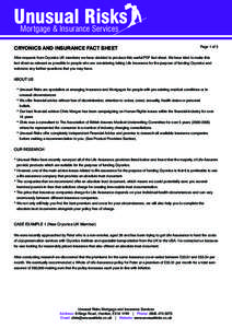 Unusual Risks Mortgage & Insurance Services CRYONICS AND INSURANCE FACT SHEET  Page 1 of 3