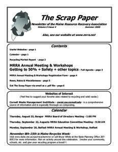 The Scrap Paper Newsletter of the Maine Resource Recovery Association Volume 5 Issue 4 Summer 2005