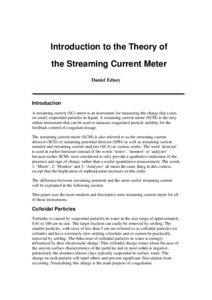 Introduction to the Theory of the Streaming Current Meter Daniel Edney