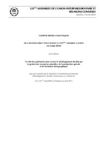 123ème ASSEMBLEE DE L’UNION INTERPARLEMENTAIRE ET REUNIONS CONNEXES Genève, [removed]COMPTES RENDUS ANALYTIQUES DE LA REUNION-DEBAT TENUE DURANT LA 123ème ASSEMBLEE A GENEVE