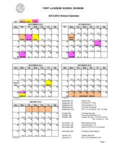 FORT LA BOSSE SCHOOL DIVISION[removed]School Calendar KEY