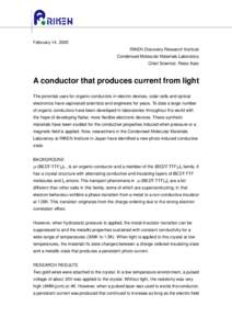 Electricity / Molecular electronics / Organic semiconductors / Charge ordering / Condensed matter physics / Metal–insulator transition / Insulator / Electrical conductor / Electric current / Physics / Electromagnetism / Phase transitions