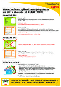 Integrovaný dopravní systém Moravskoslezského kraje Shrnutí možnosti vyřízení slevových průkazů pro žáky a studenty[removed]let) v ODIS stav do[removed]