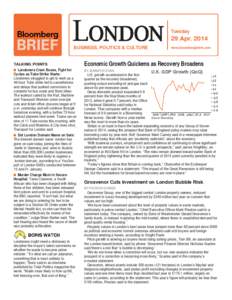 Tuesday  29 Apr[removed]BUSINESS, POLITICS & CULTURE  www.bloombergbriefs.com