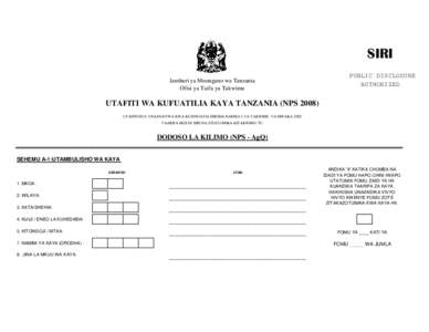 SIRI Jamhuri ya Muungano wa Tanzania Ofisi ya Taifa ya Takwimu PUBLIC DISCLOSURE AUTHORIZED