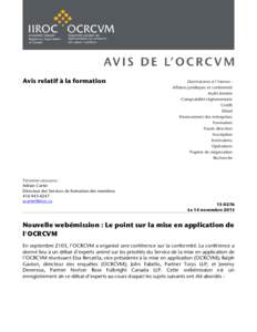 Avis relatif à la formation  Personne-ressource : Adrian Carter Directeur des Services de formation des membres[removed]