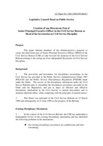 LC Paper No. CB[removed])  Legislative Council Panel on Public Service Creation of one Directorate Post of Senior Principal Executive Officer in the Civil Service Bureau as