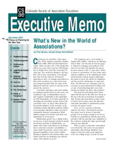 cs Colorado Society of Association Executives ae Executive Memo December 2003 Focus on Planning for