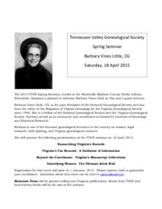 Geography of Alabama / Family history society / Genealogy / Huntsville /  Alabama / Behavior / Alabama / Genealogical societies / Kinship and descent / National Genealogical Society