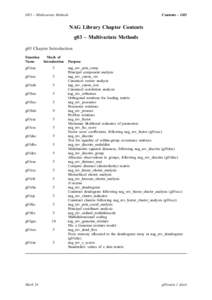 G03 – Multivariate Methods  Contents – G03 NAG Library Chapter Contents g03 – Multivariate Methods