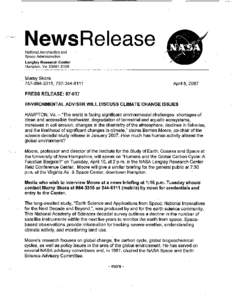 NewsRelease National. Aeronautics and Space Administration Langley Research Center Hampton, Va[removed]