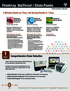 FilmArray BioThreat / Ebola Panels ™ Information Sheet  2 Minutes Hands-on-Time. Life Saving Results in 1 Hour.