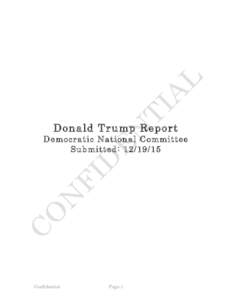Donald Trump Report Democratic National Committee Submitted: Confidential