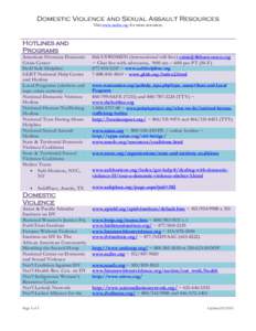 Domestic Violence and Sexual Assault Resources Visit www.ncdsv.org for more resources. HOTLINES AND PROGRAMS American Overseas Domestic