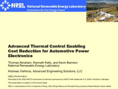 Advanced Thermal Control Enabling Cost Reduction for Automotive Power Electronics (Presentation)