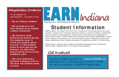 Earn Indiana Student Handout.indd