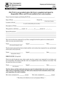 Form PF220 - Hot Work Permit - Health & Safety