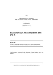 2001 THE LEGISLATIVE ASSEMBLY FOR THE AUSTRALIAN CAPITAL TERRITORY (As presented) (Mr Bill Stefaniak)