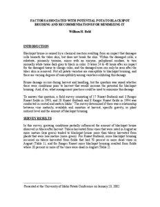 FACTORS ASSOCIATED WITH POTENTIAL POTATO BLACKSPOT BRUISING AND RECOMMENDATIONS FOR MINIMIZING IT William H. Bohl