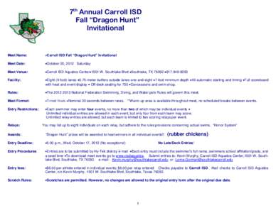 7th Annual Carroll ISD Fall “Dragon Hunt” Invitational Meet Name: