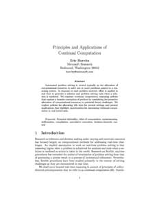 Principles and Applications of Continual Computation Eric Horvitz Microsoft Research Redmond, Washington[removed]removed]
