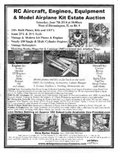 RG  Aircraft, Engin€sr Equipment & Model Airplane Kit Estate Auction Saturday, June 7th20L4 at 10:00am