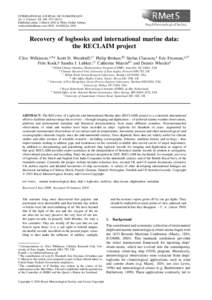 INTERNATIONAL JOURNAL OF CLIMATOLOGY Int. J. Climatol. 31: 968–Published online 2 March 2010 in Wiley Online Library (wileyonlinelibrary.com) DOI: jocRecovery of logbooks and international mar