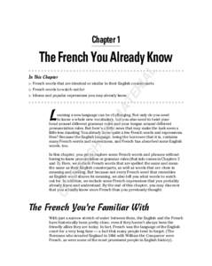 Chapter 1  AL The French You Already Know In This Chapter