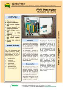 GEOSYSTEMS Geotechnical Instrumentation — Design, Manufacture, Installation, Data Acquisition, On-Line Monitoring Field Datalogger  Model 6210-GS-FDLM10